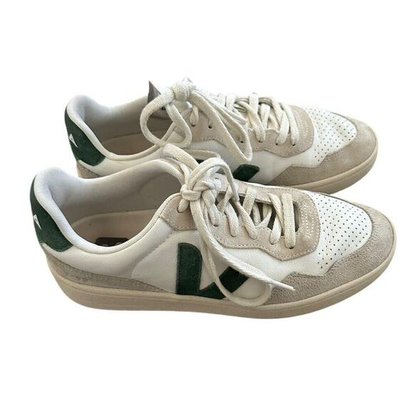 VEJA V-90 leather and suede sneakers - White (Green V Logo) Size 8 main image 8